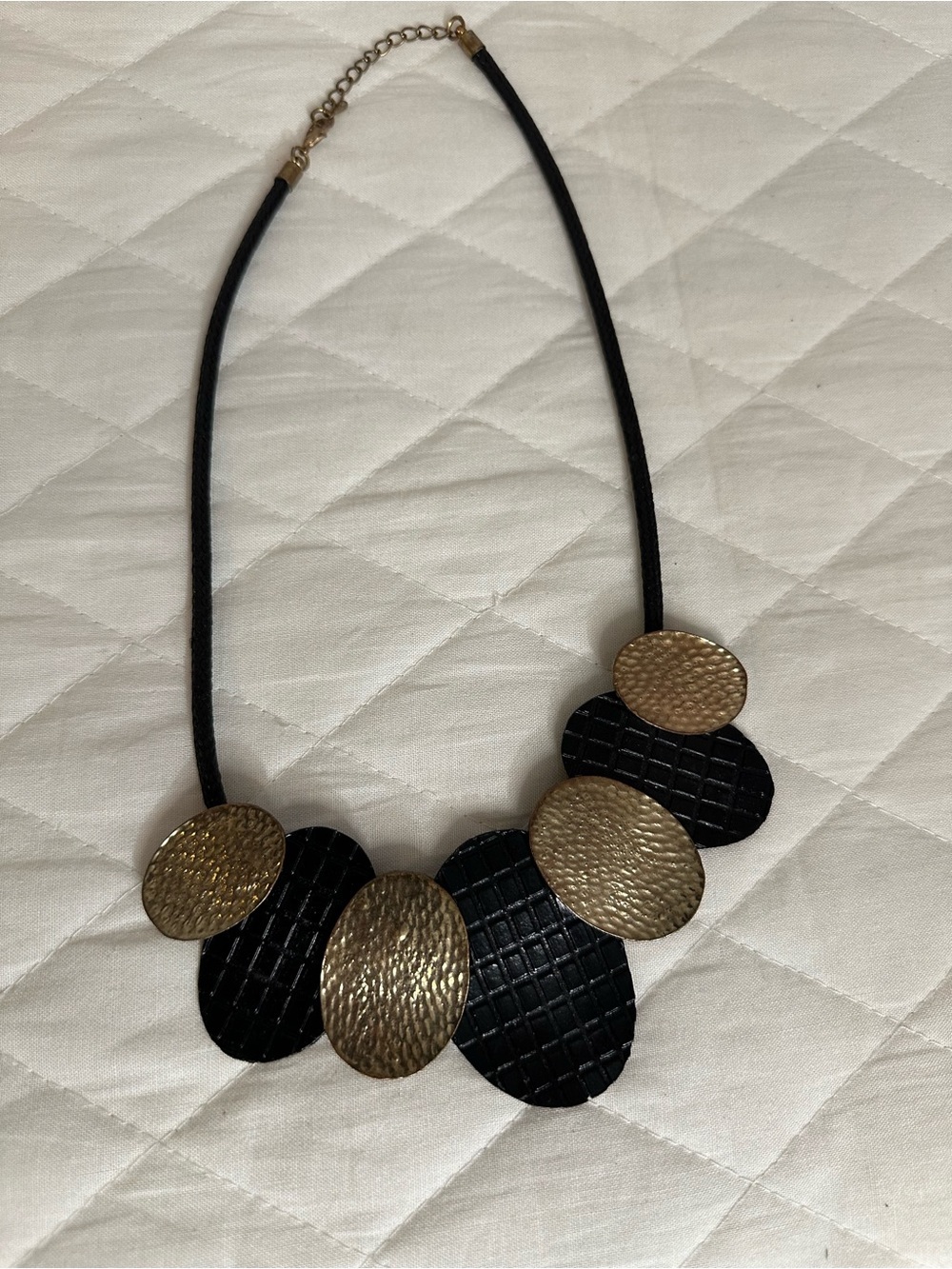 Stylish Black and Gold Statement Necklace - Women's Jewelry